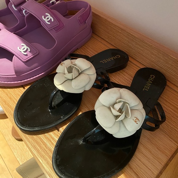 CHANEL Shoes Authentic Chanel Black Jelly Flip Flops Sandals Poshmark